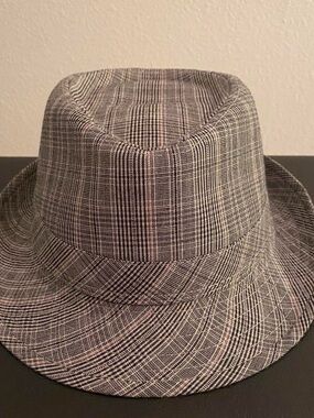 Vintage Black and White Plaid Fedora Hat